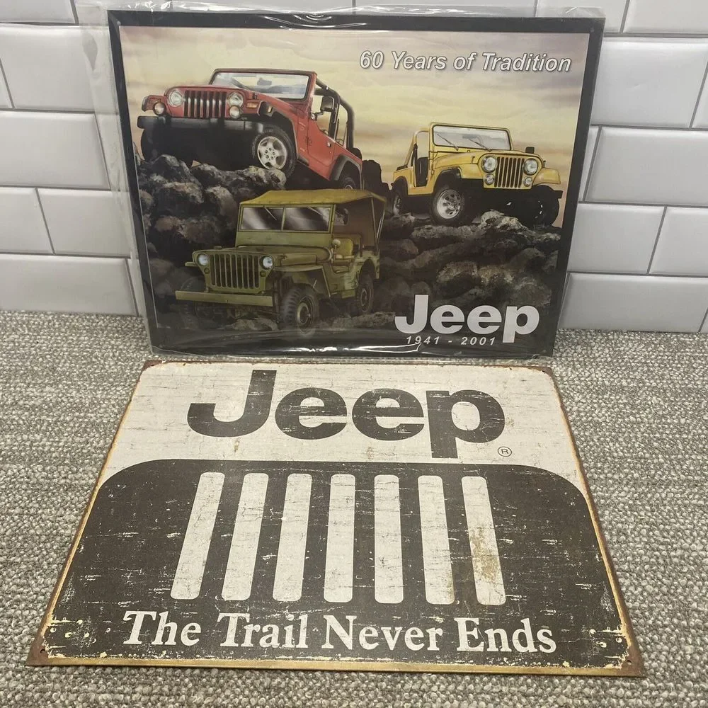 Jeep Signs Set Of 2 One New Sealed‎ Garage Man Cave Jeep Collectors Nice Signage